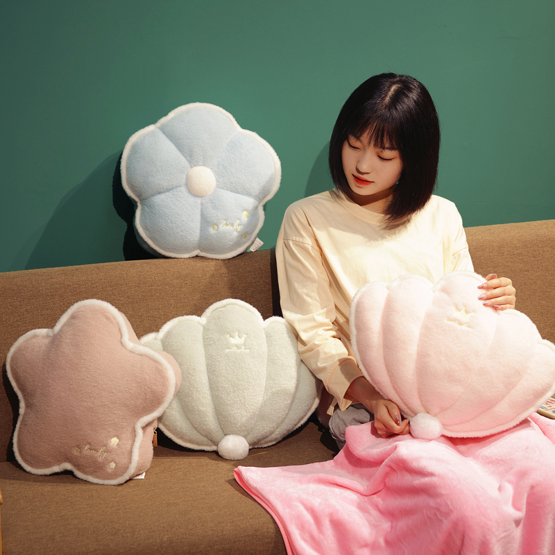 贝壳抱枕被子两用毯子二合一枕头办公室午睡车载汽车折叠车用靠枕