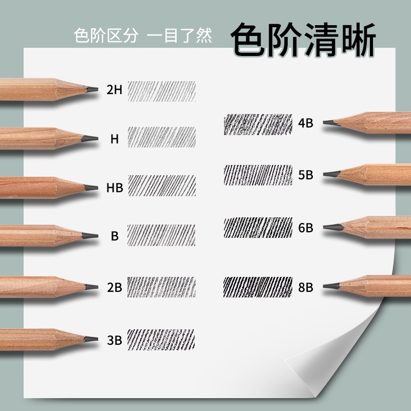 凤凰画材铅笔素描绘画碳笔初学者速写2h6b8b炭笔绘图2比4b美术用