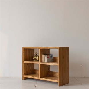 榆木儿童书柜书架柜子仿旧格子储物架简约组合简易置物柜书柜玄关