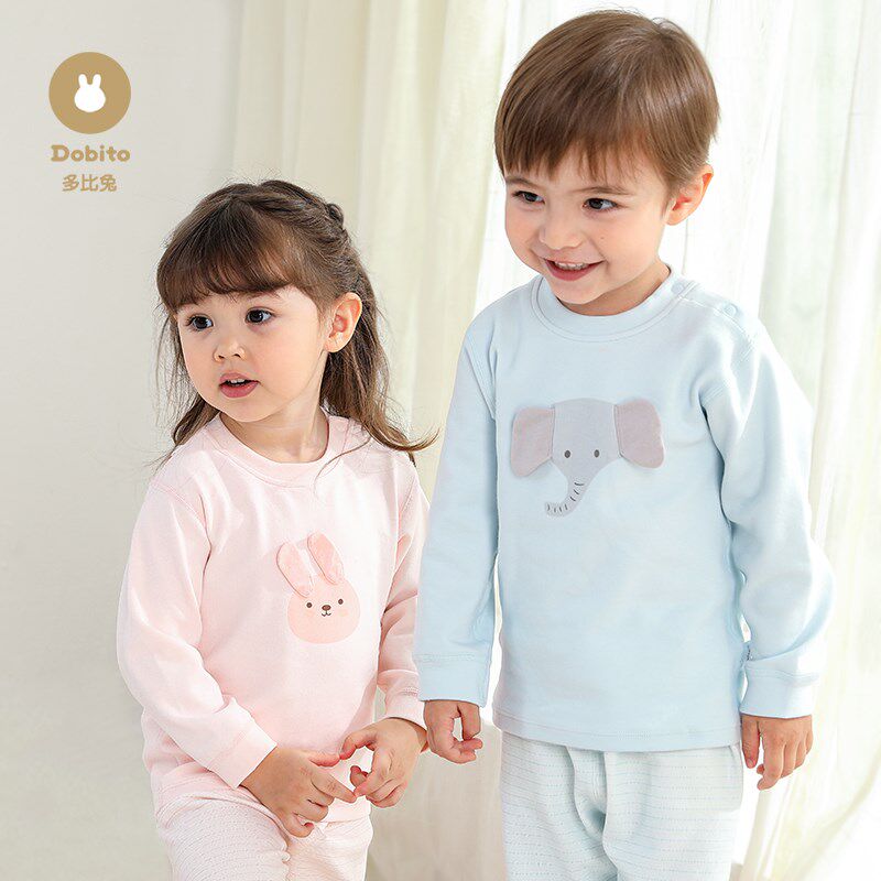 多比兔秋冬装300克纯棉舒绒棉婴幼儿宝宝保暖秋衣秋裤长袖套装