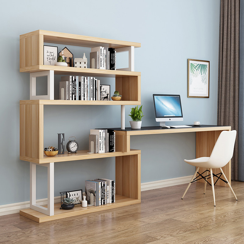 转角书桌书架组合书柜一体家用卧室女孩学习桌初高中学生电脑桌子