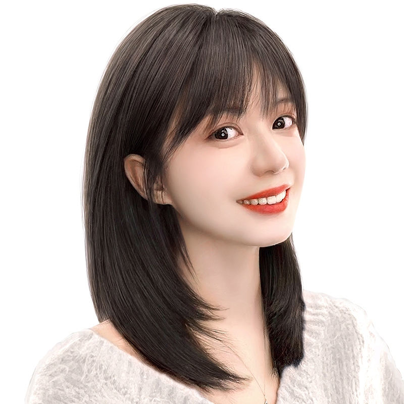 假发真发全真人发自然短发全头套女新款波波头锁骨整顶假发套长发