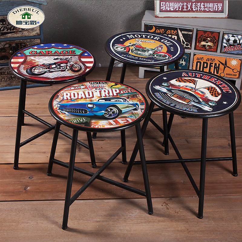 美式LOFT酒吧摆件复古工业风格酒吧咖啡厅椅子吧台凳子铁艺装饰品