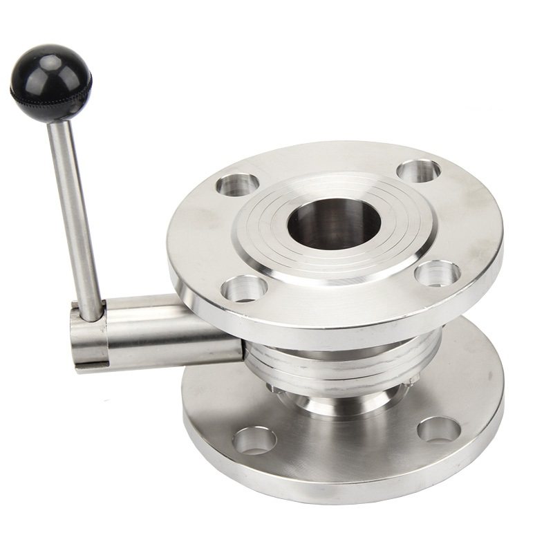 304不锈钢法兰式手动蝶阀卫生级蝶阀 D41G不锈钢法兰蝶阀1