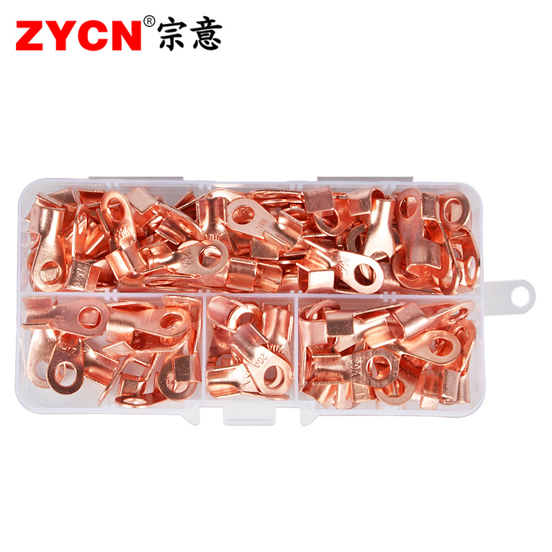 OT紫铜开口鼻压线鼻子线鼻子 铜接头接线端子铜线耳20A盒装 100只