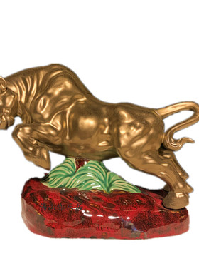 石湾公仔陶瓷牛年摆件创意家居客厅博古架电视柜装饰开业工艺礼品