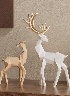 高级感创意折纸鹿摆件轻奢姹寂风艺术软装新居客厅玄关酒柜装饰品