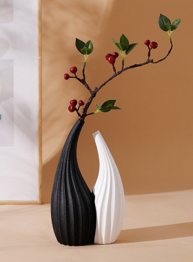 创意陶瓷细口花瓶摆件客厅插花桌面化妆台餐边柜装饰品高级感小众