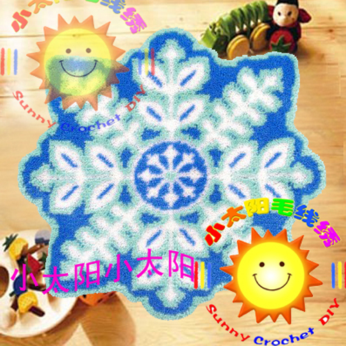 cc段段绣/毛线绣/地毯绣/绒绣/钩针绣 挂毯坐垫 蓝雪花(2件包邮