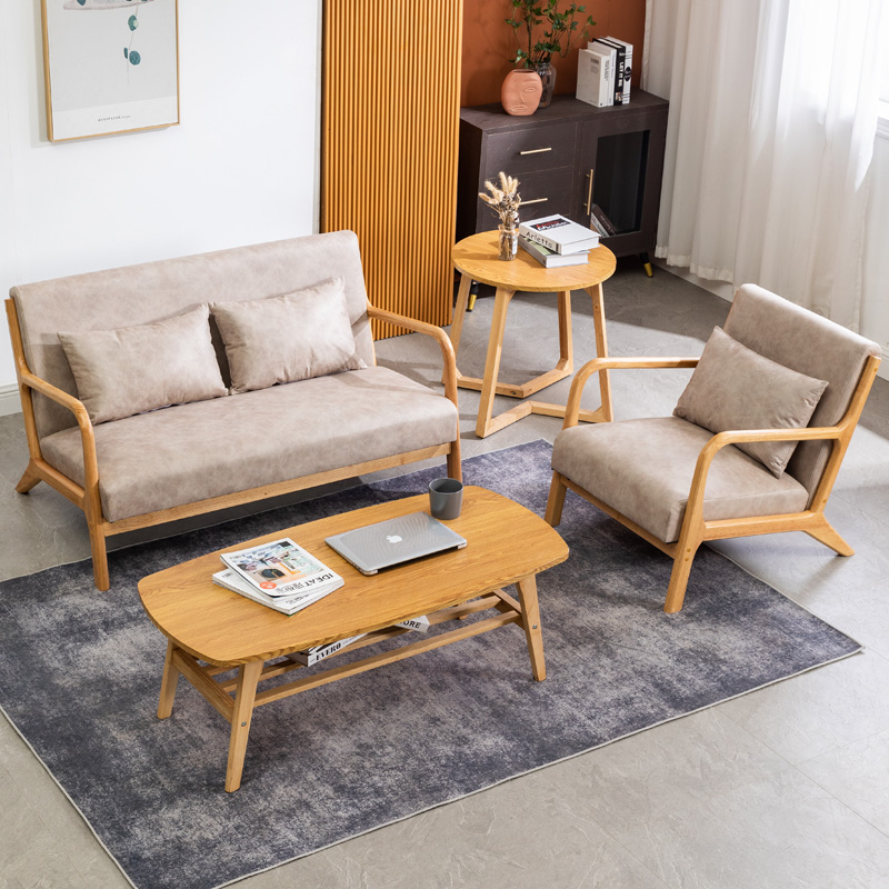 办公室休闲家用卧室阳台实木科技布沙发单人椅子懒人现代简约组合