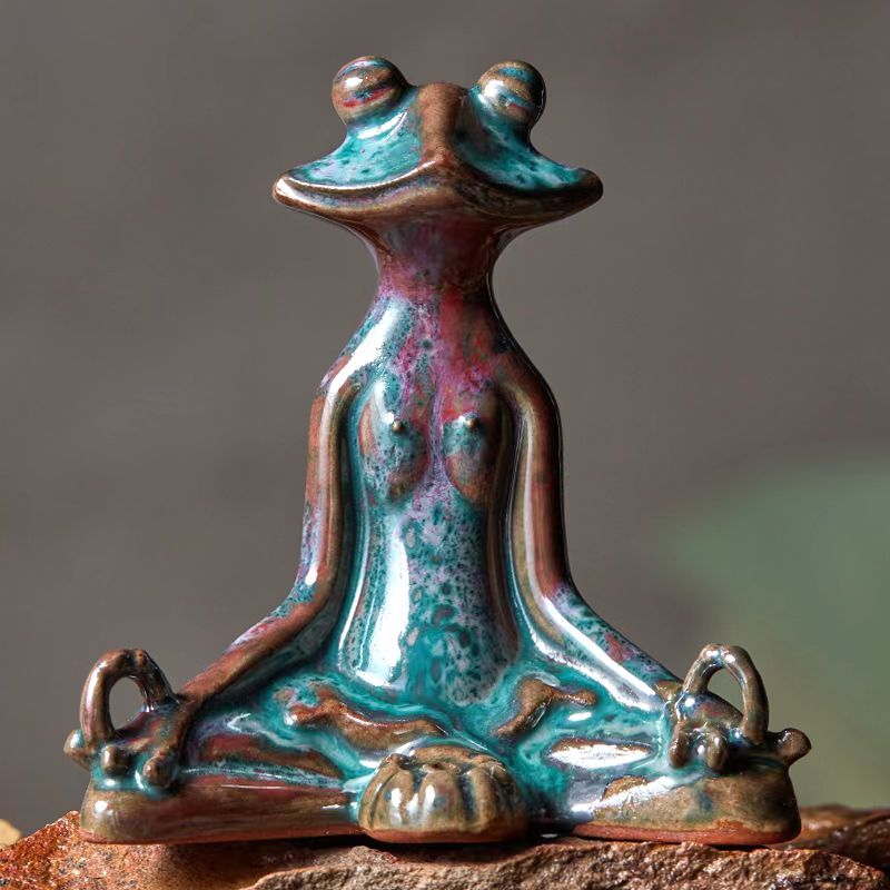 永春钧窑青蛙香插陶瓷创意小钧瓷线香茶道香道点香器茶桌萌宠