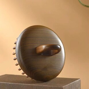 卖檀翁大号绿檀木指环梳按摩梳 荷齿入发弧面内凹插齿梳