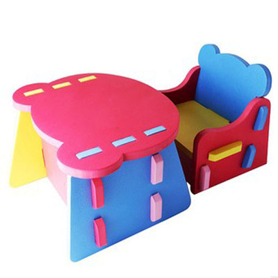 明德小桌椅装幼儿童宝宝抗压桌子密度泡沫 塑料拼接板凳