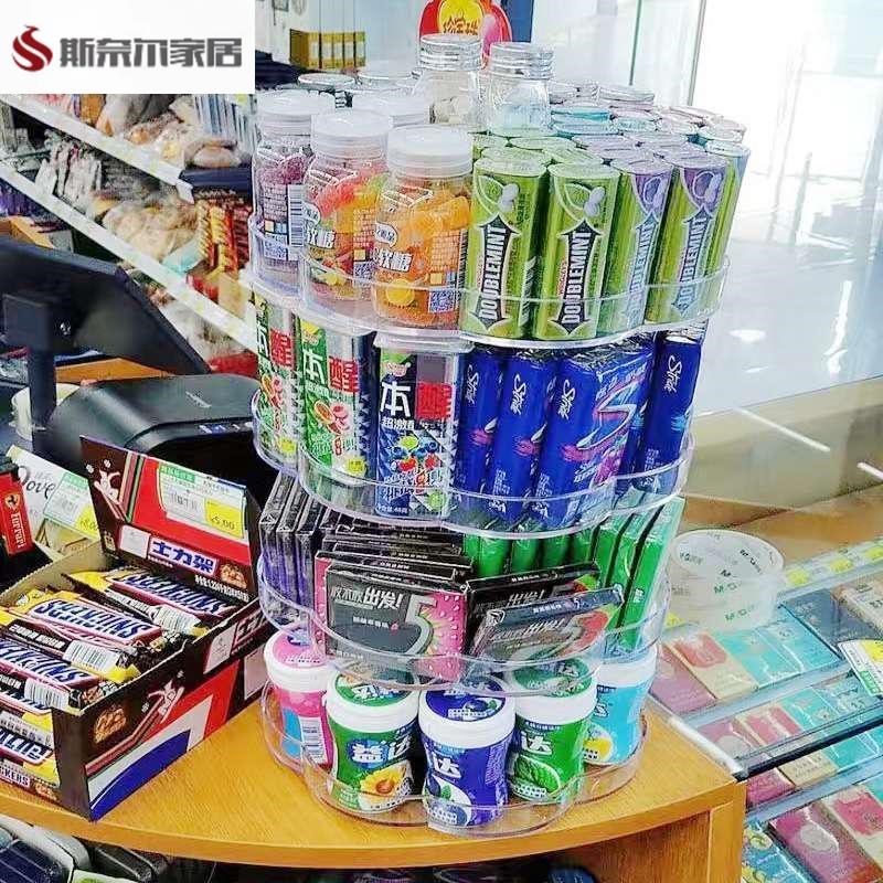 便利店旋转陈列架口香糖展示架超市旋转多层架子化妆品药店展示架