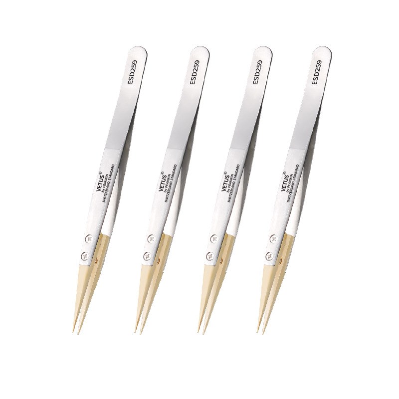 黄杨木镊子精密防磁镊子ESD259不锈钢尖镊子绝缘不伤零件修表工具