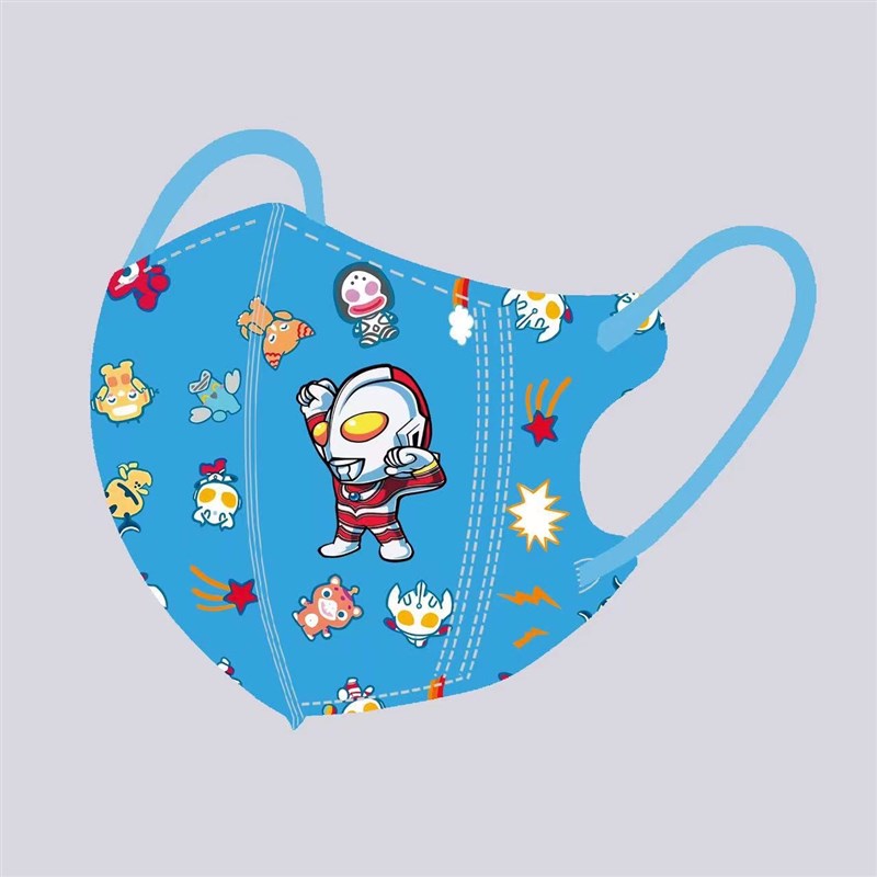 新款儿童口罩3d立体卡通彩色奥凸曼图案超人个性男孩独立包装面罩