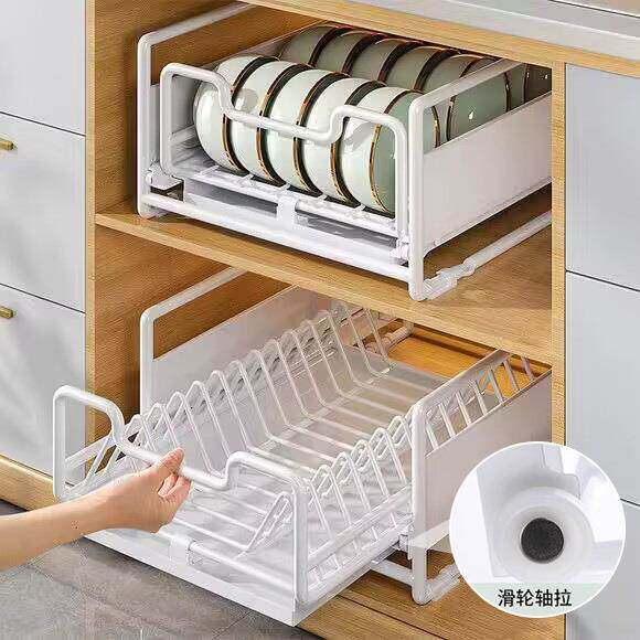免安装整体橱柜内抽拉碗篮碗碟收纳层架下水槽厨房拉篮抽屉式分层