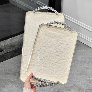 轻奢茶盘长方形家用茶几化妆室放茶杯子高级化妆品水果美容收纳盘