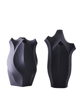 现代异形四口家居客厅陶瓷花瓶摆件酒店售楼部展厅创意插花器