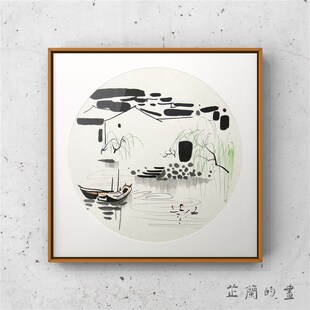 国画定制吴冠中手绘水墨画江南新国画斗方沙发玄关书桌装饰画