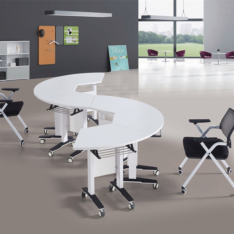 培训桌椅折叠会议桌辅导班课桌可移动可拼接带刹车轮翻板桌子