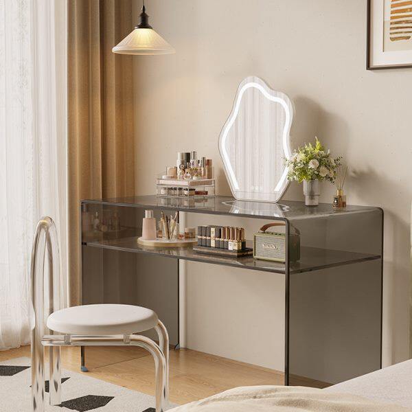 新款极简透明玻璃化妆桌小型简易飘窗梳妆台卧室现代简约化妆台