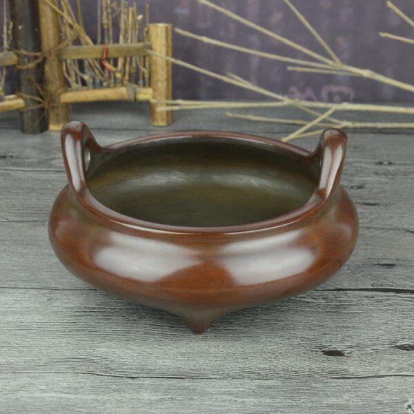 姑苏冲天耳三足乳炉铜香炉纯铜家用居室供佛大明宣德炉仿古立香炉