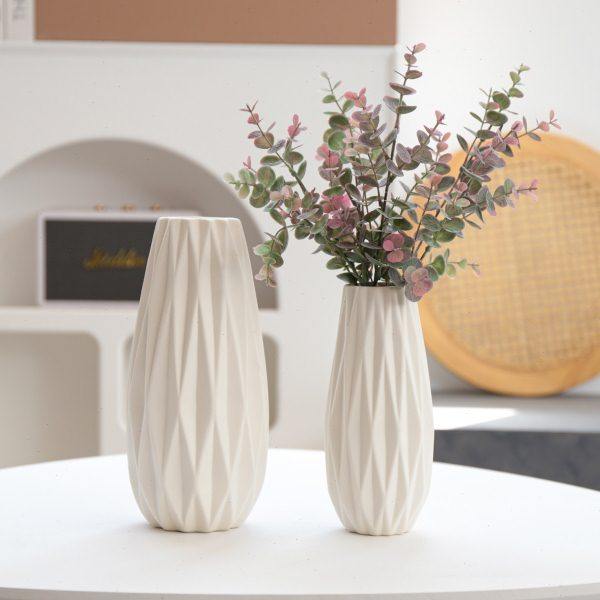 创意法式白色陶瓷花瓶客厅插花器民宿房间电视柜餐桌摆件水养鲜花