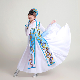 六一儿童新疆舞蹈演出服女童幼儿园舞蹈维吾尔族服装哈萨克族回族