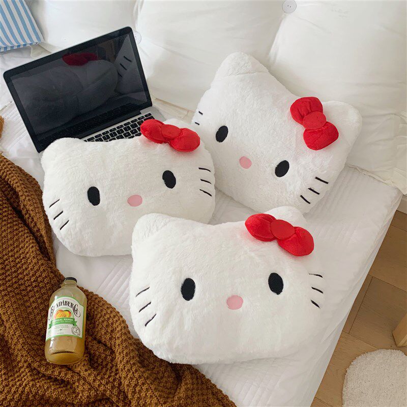 可爱蝴蝶结猫咪毛绒抱枕家用床头沙发靠枕座椅靠垫午睡枕趴睡枕