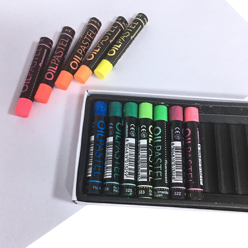 盟友12色中粗荧光色油画棒 软式蜡笔易上色 MOP-12F