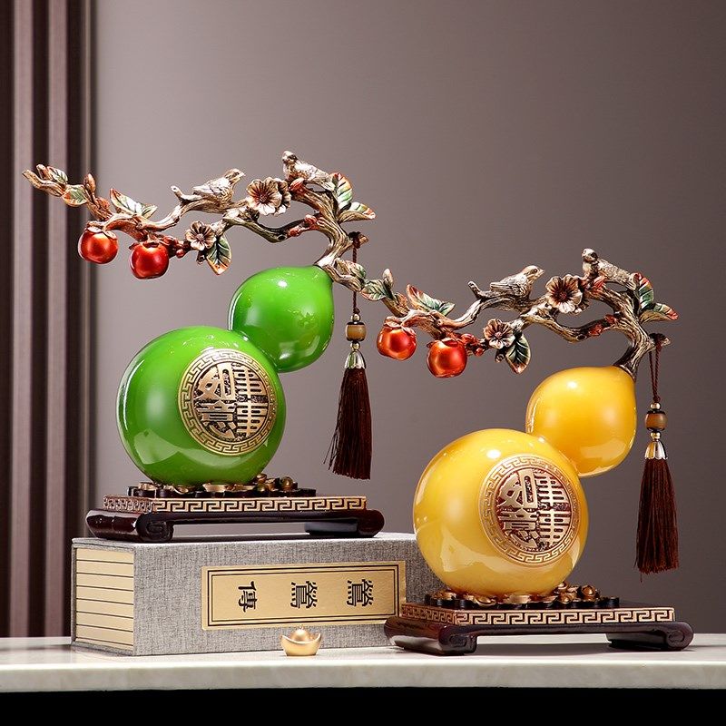 新中式仿玉葫芦家居摆件客厅酒柜电视柜装饰礼品开业乔迁搬家礼物