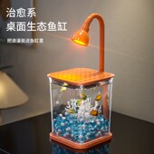 斗鱼专用缸小型网红创意鱼缸桌面观赏小夜灯装 饰生态造景养鱼缸