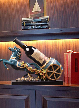 马拉车酒架子高档酒柜装饰品摆设客厅办公室电视柜家居美式工艺品