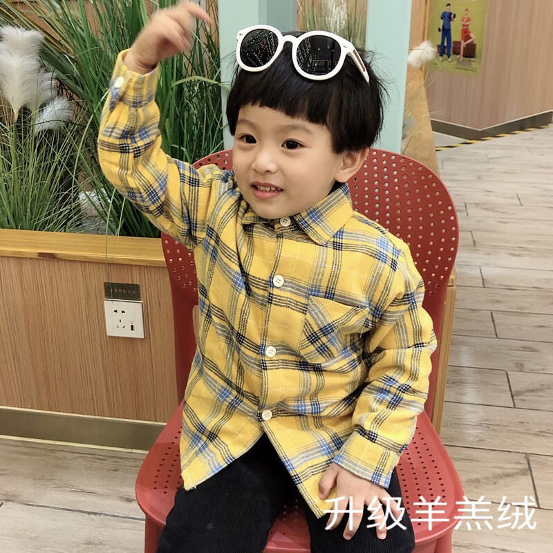 男童加绒打底衫秋冬款儿童洋气格子衬衫男宝宝保暖开衫外套上衣潮,童装/婴儿装/亲子装,衬衫,淘宝优惠券,粉丝福利购,淘宝优惠卷