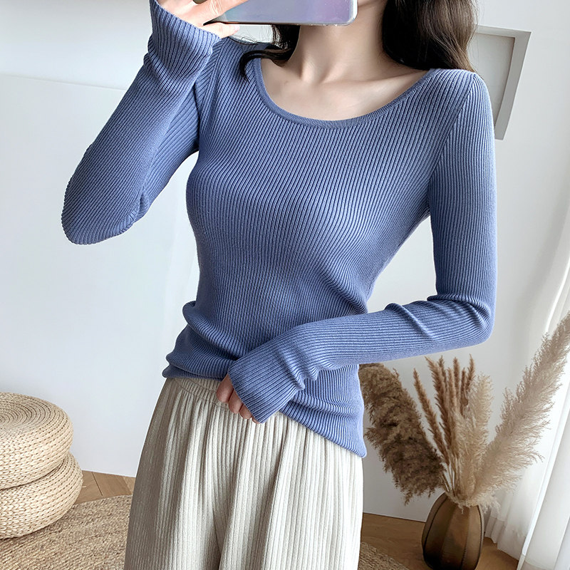 黑色针织打底衫女秋冬内搭长袖洋气2021年新款低领紧身套头毛衣潮