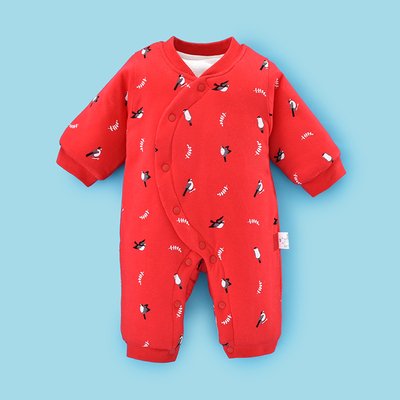 新生早产儿婴儿衣服连体衣小码秋冬夹棉保暖双胞胎加厚4-5斤棉衣