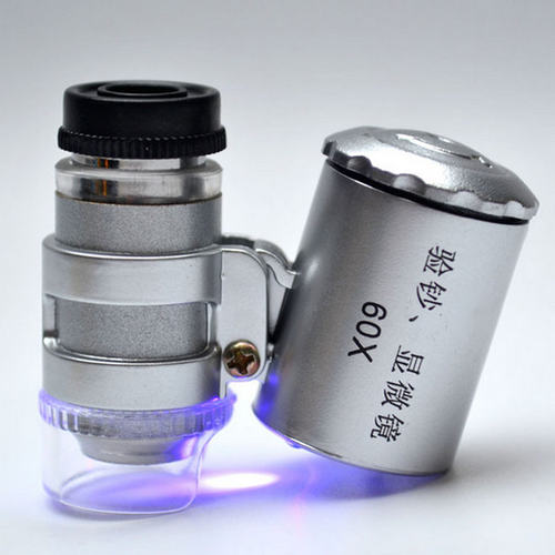 高清显微镜60倍便携式迷你带灯放大镜鉴宝验钞高倍金属扩大镜包邮