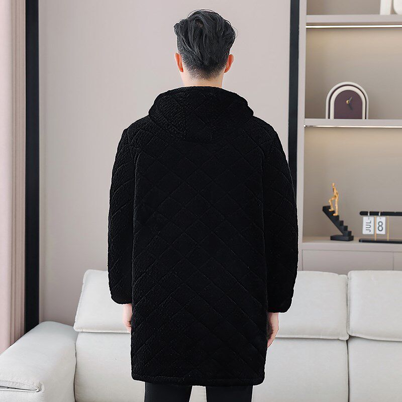 冬季保暖男士加绒加厚棉衣休闲大褂加长过膝罩衣工作服家居服棉服