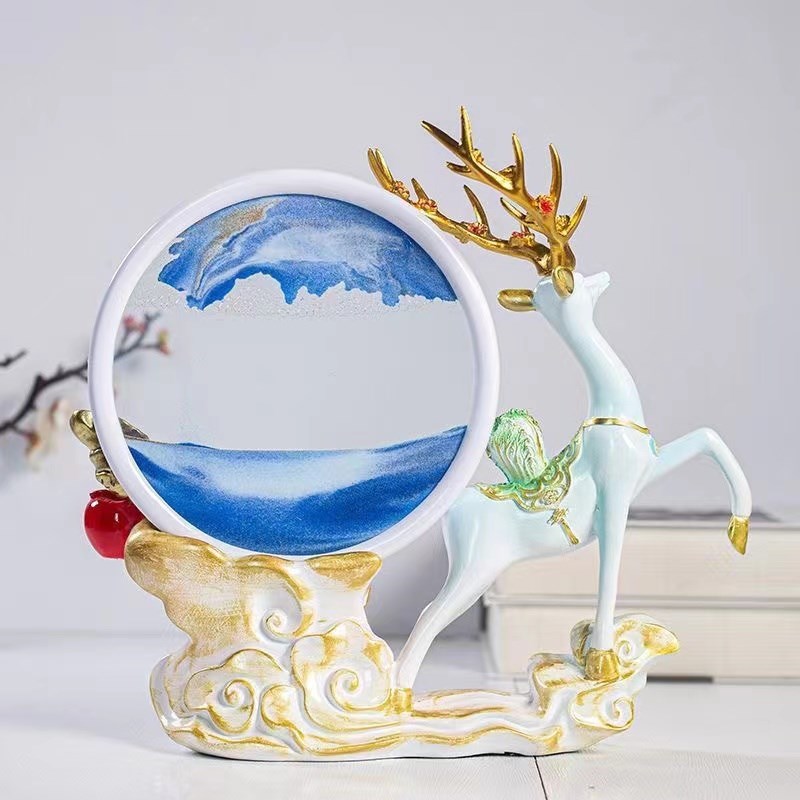 一路高升山水流沙画客厅摆件装饰品玄关酒柜桌面摆设乔迁新居礼品