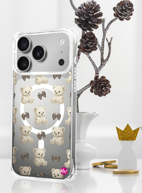 iPhone 17 Pro Max手机壳 磁吸无线充电 超清透防黄 四角加厚防摔 小白熊图案 适用苹果17系列 MagSafe保护套