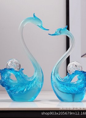 现代简约天鹅一对摆件客厅玄关酒柜轻奢高级感装饰品乔迁新婚礼物