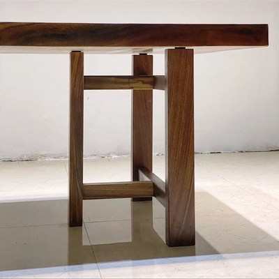 奥坎实木工支架天然胡桃木大板仿古定制脚架中式黑檀茶桌底角