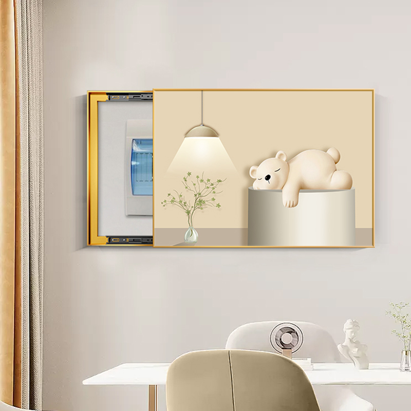 奶油风电表箱装饰画免打孔饭厅遮挡挂画卡通配电箱开关盒弱电壁画