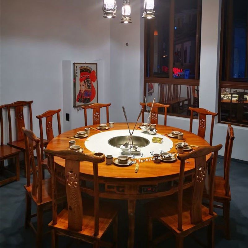 实木火锅桌子火锅桌电磁炉一体火锅桌子一体商用火锅一体桌串串香,商业/办公家具,火锅桌,淘宝优惠券,粉丝福利购,淘宝优惠卷