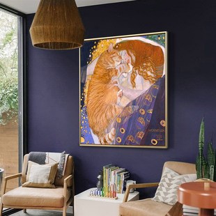 晚安梦猫里姆特艺术恶搞装饰画卧室房间床头挂喵题馆艺术画