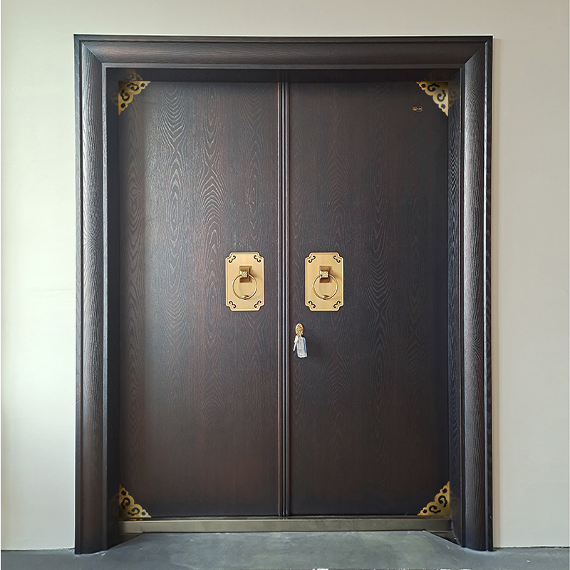 真铜门中式不锈钢镀铜定制防盗木纹新仿实木入户庭院别墅大门仿铜