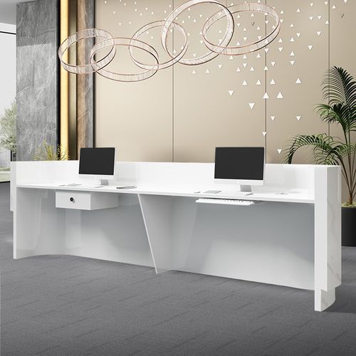 前台接待台烤漆前台仿大理石纹公司收银台迎宾台柜台弧形吧台定制