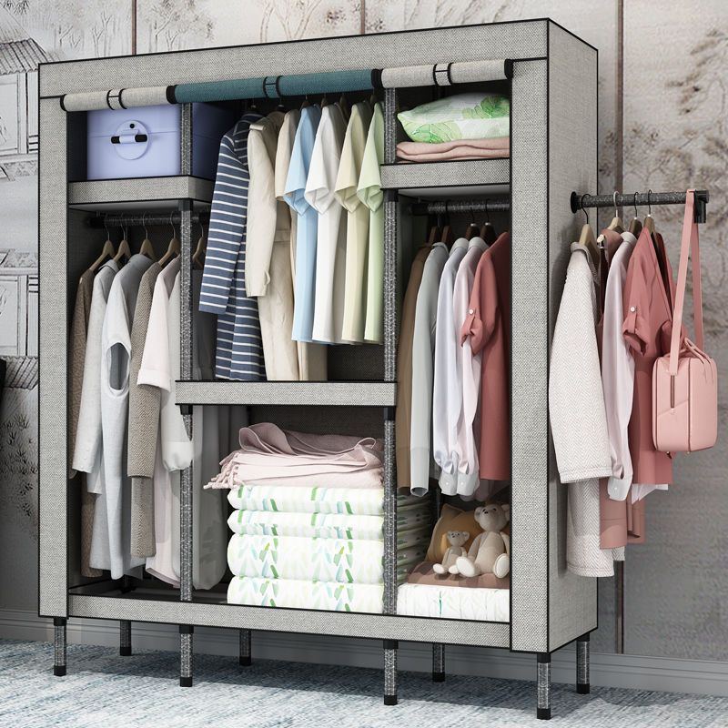 简易衣柜布衣柜钢管加粗加固加厚组装家用卧室布艺收纳挂衣架衣橱