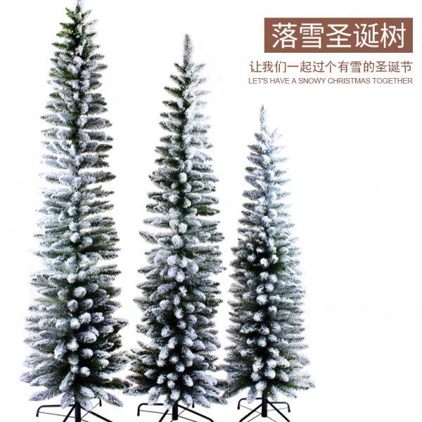 圣诞橱窗装饰圣诞树摆饰1.5米1.8米2.1米喷雪铅笔树布置植毛雪树
